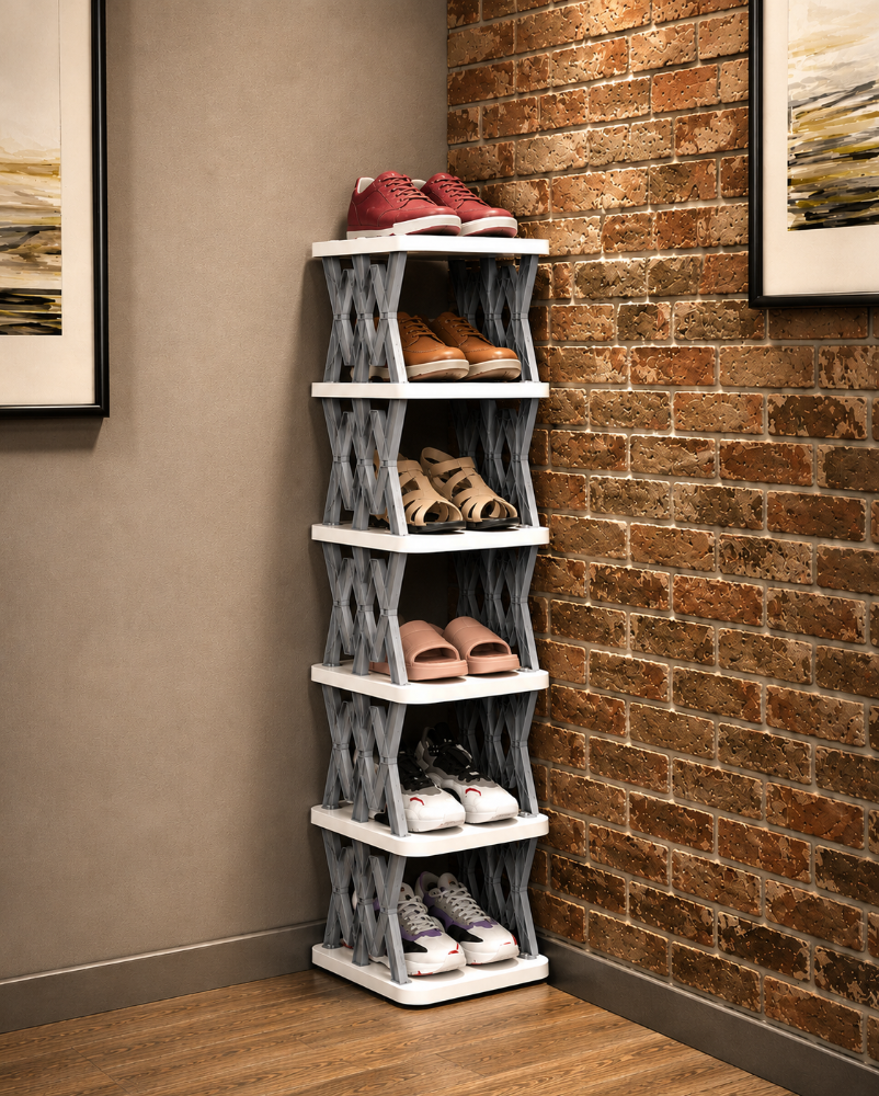 6-Tier Foldable Vertical Shoe Rack — Space-Saving Entryway Organizer