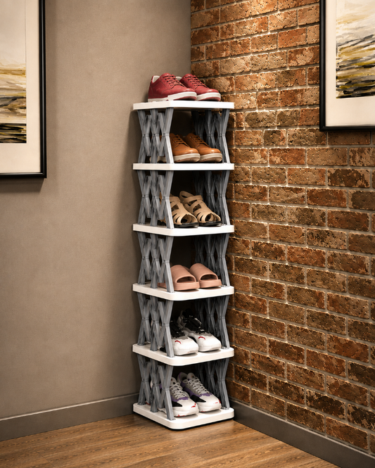 6-Tier Foldable Vertical Shoe Rack — Space-Saving Entryway Organizer